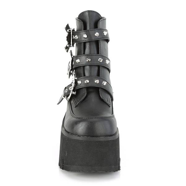 Demonia Ashes-55 Black Vegan Leather Stiefel Herren D843-751 Gothic Plateaustiefel Schwarz Deutschland SALE